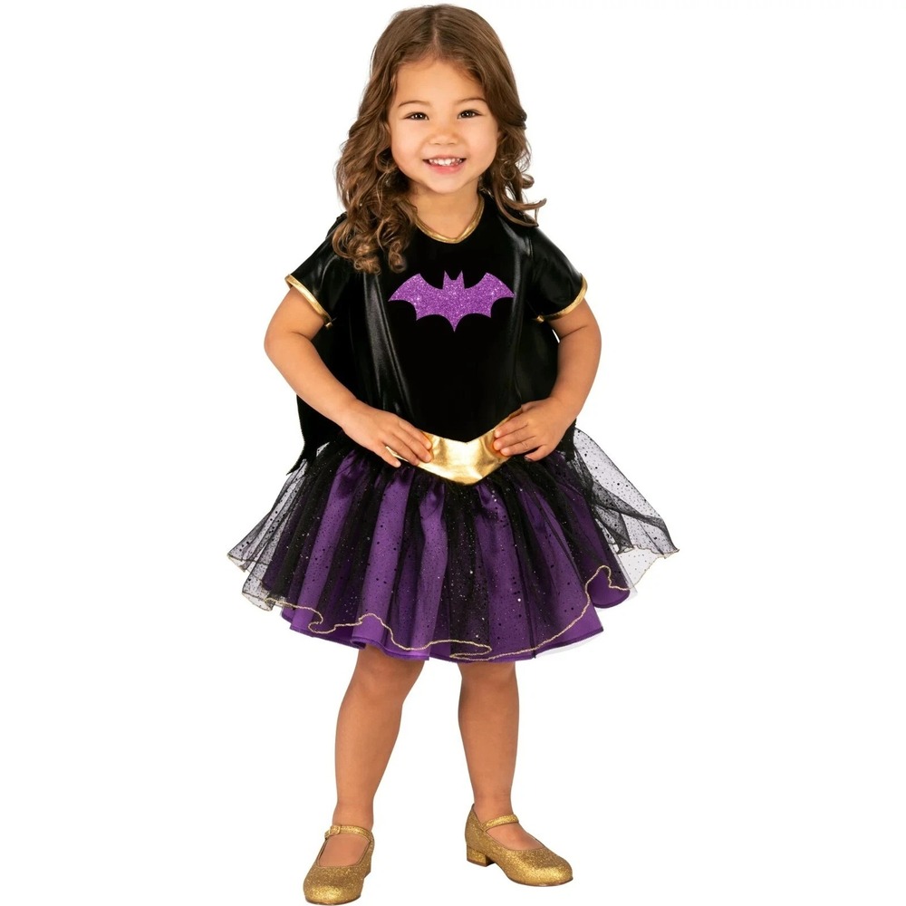 DC Comics Girls Batgirl Costume Dress Cape 4T Black Purple Gold NWT